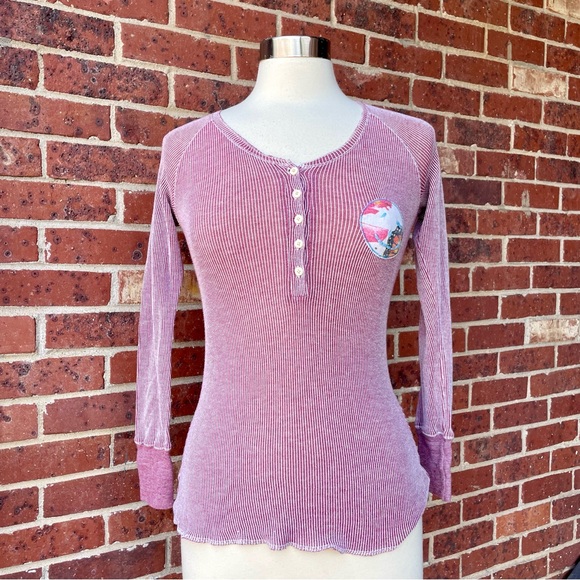 Scanty Brand Burgundy Red Striped Shirt Top Small Embroidered Bohemian Make Love - Picture 2 of 13